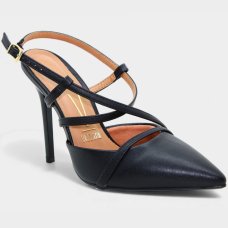 Scarpin Vizzano Salto Alto Tiras Cruzadas Feminino - Preto Scarpin Vizzano Salto Alto Tiras Cruzadas Feminino - Preto