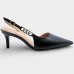 Scarpin Vizzano Slingback Detalhe Bico Fino Salto Baixo - Preto