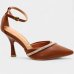 Scarpin Vizzano Strass Salto Médio Feminino - Marrom