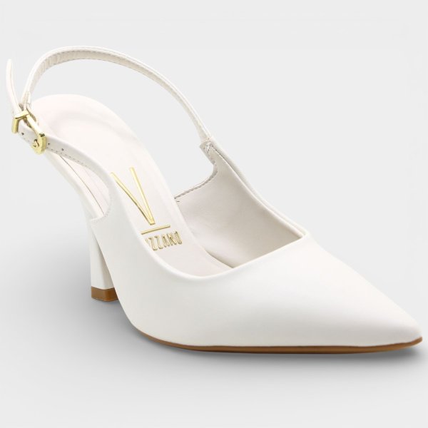 Scarpin Vizzano Salto Médio Aberta Feminino - Off White