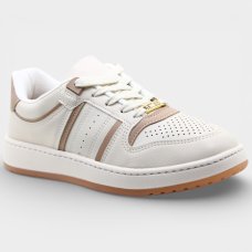 Tênis Vizzano Microperfuros Recortes Feminino - Off White e Bege