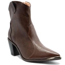 Bota Vizzano Cano Médio Salto Bloco Feminina - Marrom