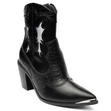 Bota Western Cano Médio Vizzano Feminina - Preto e Prata