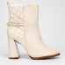 Bota Cano Curto Vizzano Matelassê Salto Alto Feminina - Off White