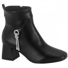 Bota Vizzano Detalhe Strass Cano Baixo Feminina - Preto