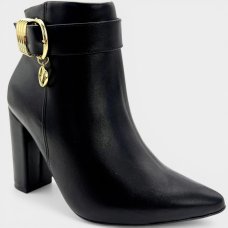 Bota Vizzano Fivela Adorno Cano Baixo Feminina - Preto