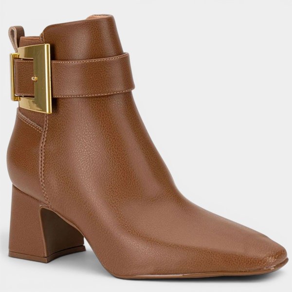 Bota Vizzano Fivela Cano Baixo Feminina - Marrom
