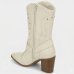 Bota Vizzano Apliques Cano Médio Feminina - Off White