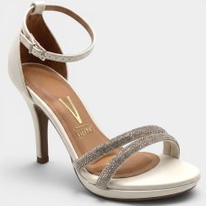 Sandália Vizzano Meia Pata Tiras Strass - Branco