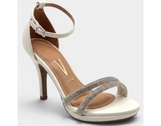Sandália Vizzano Meia Pata Tiras Strass - Branco Sandália Vizzano Meia Pata Tiras Strass - Branco