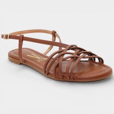 Rasteira Vizzano Tiras Cruzadas Feminina - Marrom