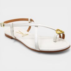 Rasteira Vizzano Adorno Metálico Tira Cruzada Feminina - Off White