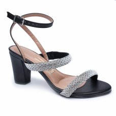 Sandália Vizzano Pedraria Salto Médio Feminino - Preto
