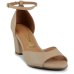 Sandália Vizzano Salto Grosso Médio Traseira Fechada Feminina - Bege