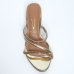 Tamanco Vizzano Salto Bloco Baixo Tiras Strass Feminino - Dourado