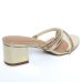 Tamanco Vizzano Salto Bloco Baixo Tiras Strass Feminino - Dourado
