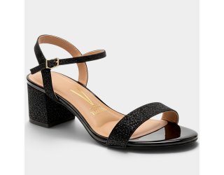 Sandália Vizzano Gliter Salto Bloco Feminina - Preto Sandália Vizzano Gliter Salto Bloco Feminina - Preto
