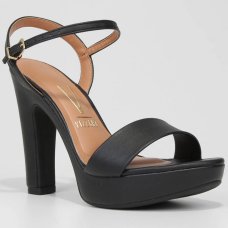 Sandália Meia Pata Vizzano Salto Grosso Alto Feminina - Preto