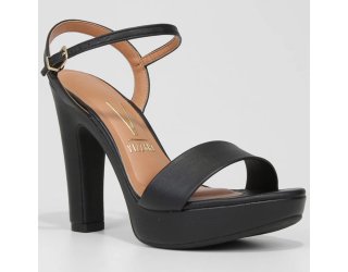Sandália Meia Pata Vizzano Salto Grosso Alto Feminina - Preto Sandália Meia Pata Vizzano Salto Grosso Alto Feminina - Preto