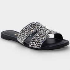 Rasteira Vizzano H Strass Feminina - Preto