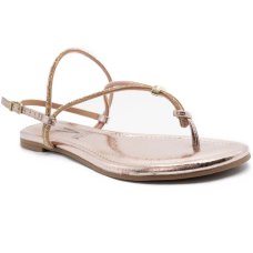 Rasteira Vizzano Tira Strass Metalizada Feminina - Ouro Rosado