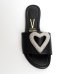 Rasteira Slide Vizzano Coração Strass Feminina - Preto