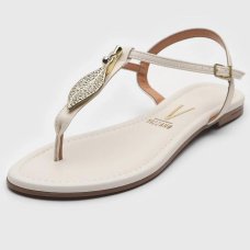 Rasteira Vizzano Detalhe Folha Feminina - Off White Rasteira Vizzano Detalhe Folha Feminina - Off White