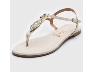 Rasteira Vizzano Detalhe Folha Feminina - Off White