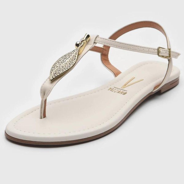 Rasteira Vizzano Detalhe Folha Feminina - Off White