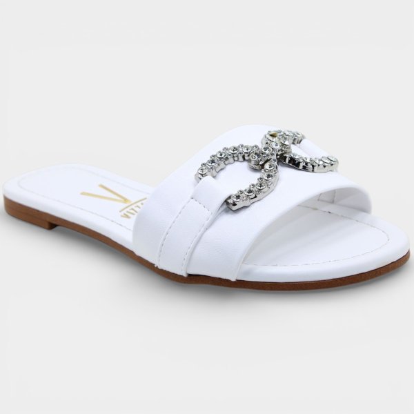 Rasteira Slide Vizzano Strass Feminina - Branco