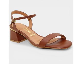 Sandália Vizzano Lisa Salto Bloco Feminina - Marrom Claro