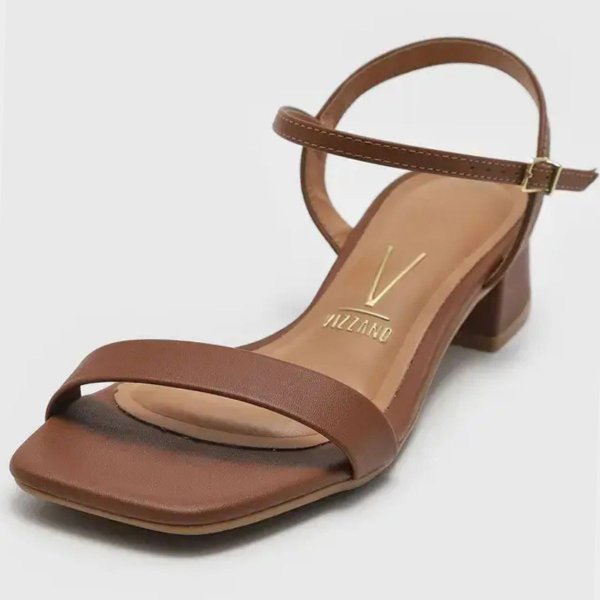Sandália Vizzano Salto Bloco Baixo Casual Feminina - Marrom