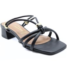 Sandália Vizzano Salto Baixo Tiras Detalhes Feminino - Preto