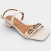 Sandália Vizzano Salto Baixo Pedraria Feminino - Off White
