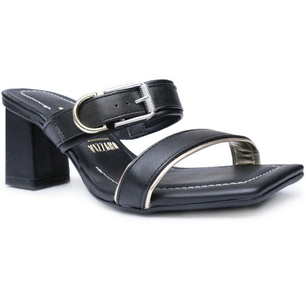 Tamanco Vizzano Fivela Salto Bloco Feminino - Preto