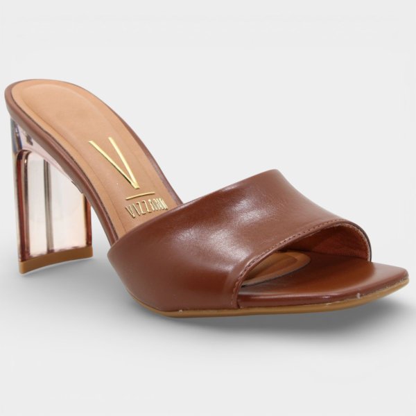 Tamanco Vizzano Salto Acrílico Feminina - Marrom Claro