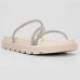 Rasteira Vizzano Flatform Tiras Strass Hotfix - Branco