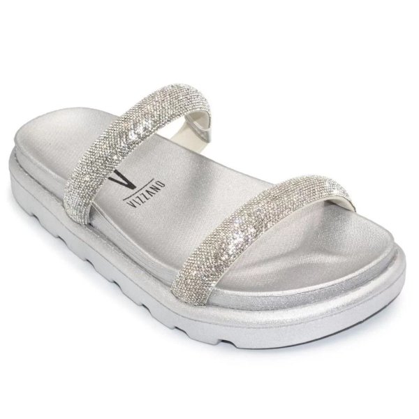 Rasteira Vizzano Flatform Strass Hotfix - Prata