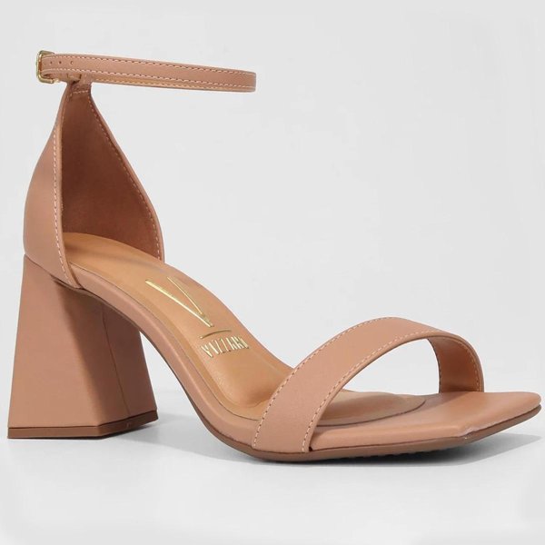 Sandália Vizzano Salto Médio Feminina - Bege