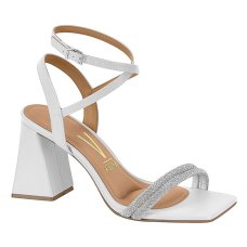 Sandália Vizzano Salto Bloco Strass Feminina - Branco