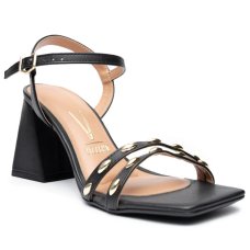 Sandália Vizzano Salto Bloco Apliques Feminino - Preto