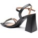 Sandália Vizzano Salto Bloco Apliques Feminino - Preto