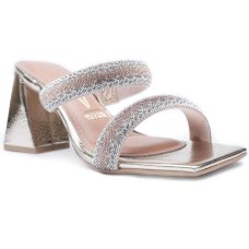 Tamanco Vizzano Strass Metalizado Salto Bloco Feminino - Dourado Tamanco Vizzano Strass Metalizado Salto Bloco Feminino - Dourado