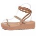 Sandália Vizzano Flatform Anabela Plana Feminina - Nude