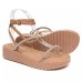 Sandália Vizzano Flatform Anabela Plana Feminina - Nude