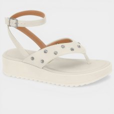 Sandália Vizzano Plataforma Amarração Tira Strass Feminina - Off White