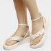 Sandália Vizzano Plataforma Amarração Tira Strass Feminina - Off White