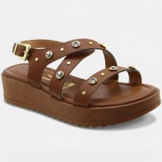 Papete Vizzano Anabela Apliques Feminina - Marrom Escuro