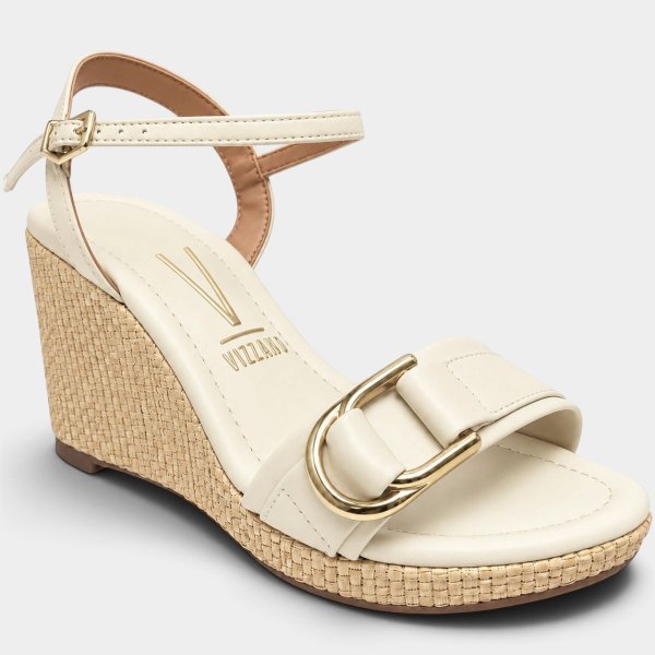 Sandália Anabela Vizzano Detalhe Fivela Feminino - Off White