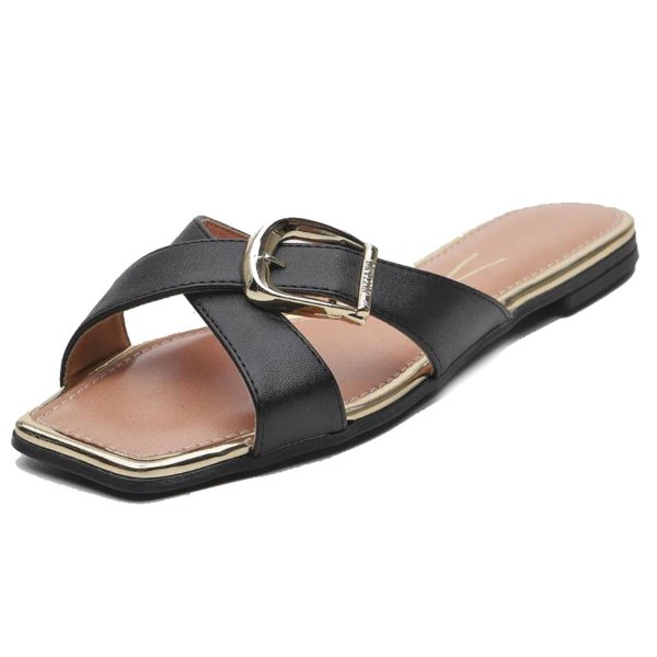 Rasteira Vizzano Tira Cruzada Fivela Feminina - Preto